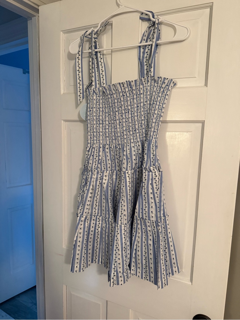 NWT Hill House The Ribbon Charlotte Dress in Blue Petal Stripe - Size S - Picture 2 of 4